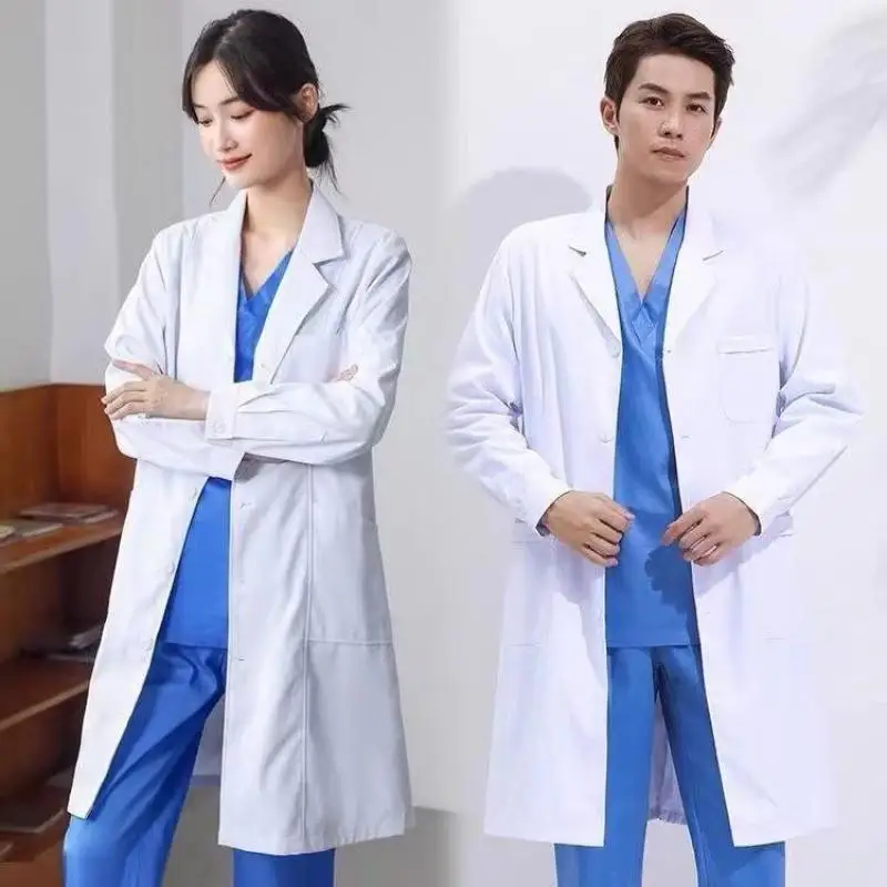 Lab Coat Medical - Weißer Laborkittel, experimentelle medizinische Uniform, langärmelig,