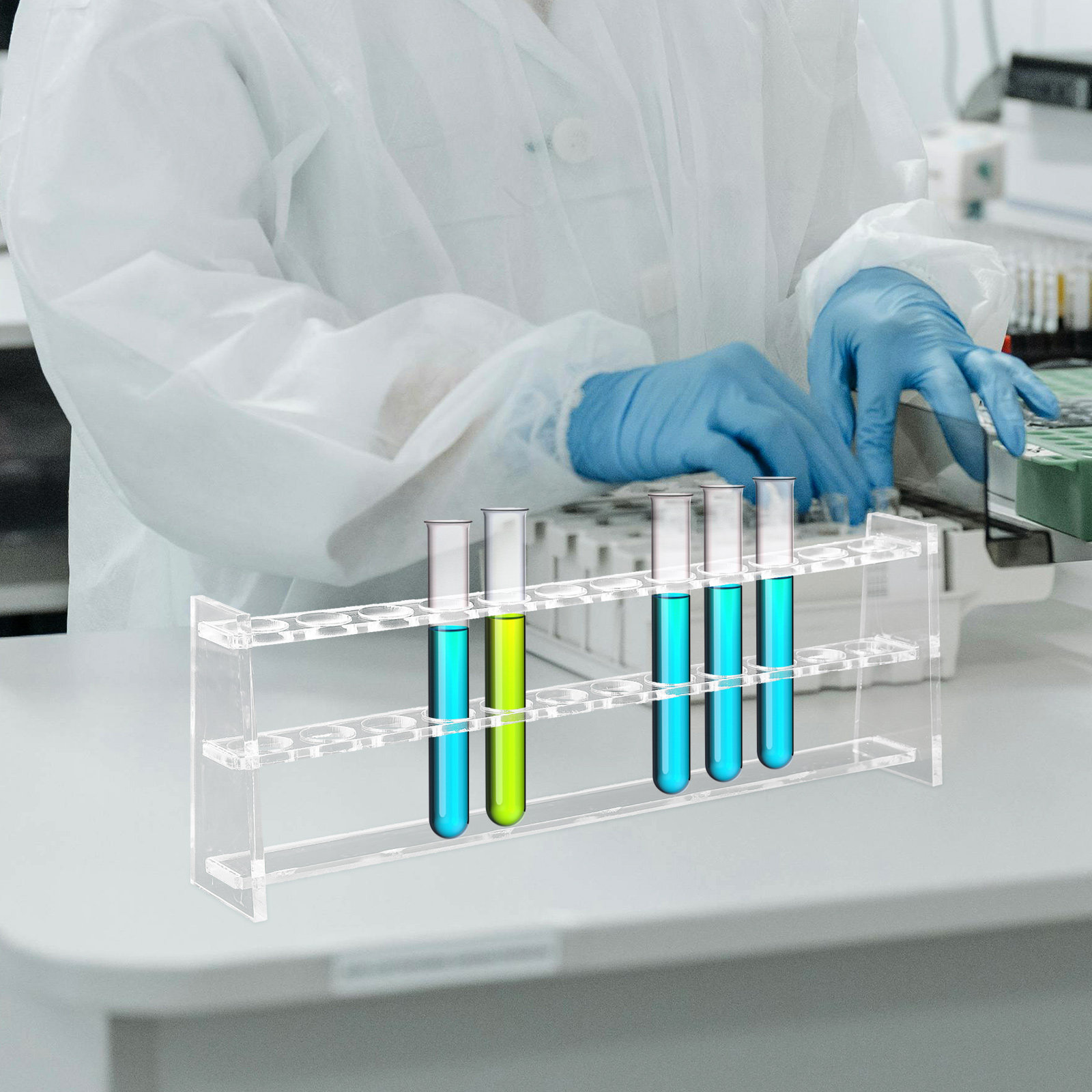 Centrifuge Tube Rack - Reagenzglasständer mit 12 Löchern, Acryl-Laborhalter, wiederverwendbarer