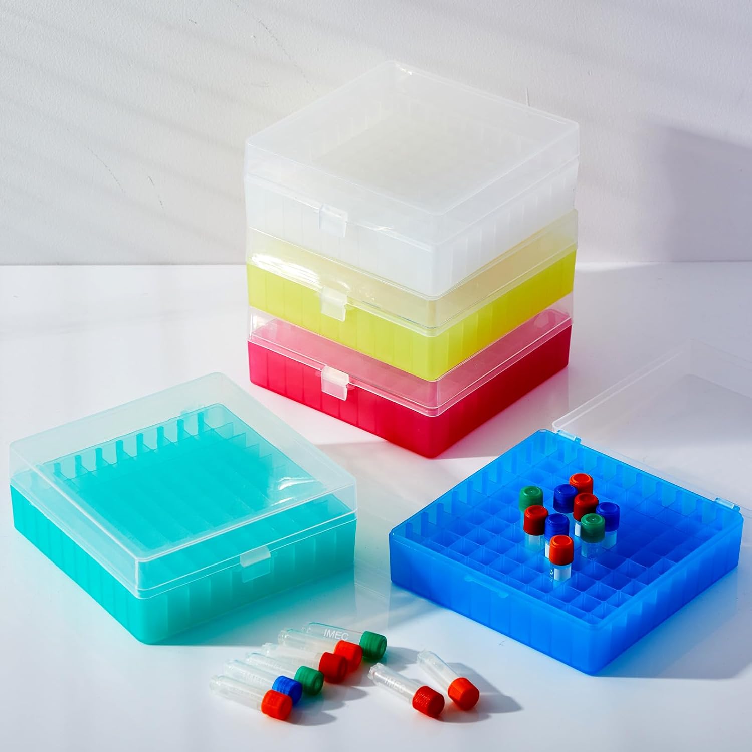 Centrifuge Tube Rack - 100-Loch-Zentrifugenröhrchen-Kryobox mit Schnappverschluss – Gefrierbox für
